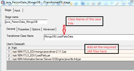 Java Transformation stage used to load Person Data information